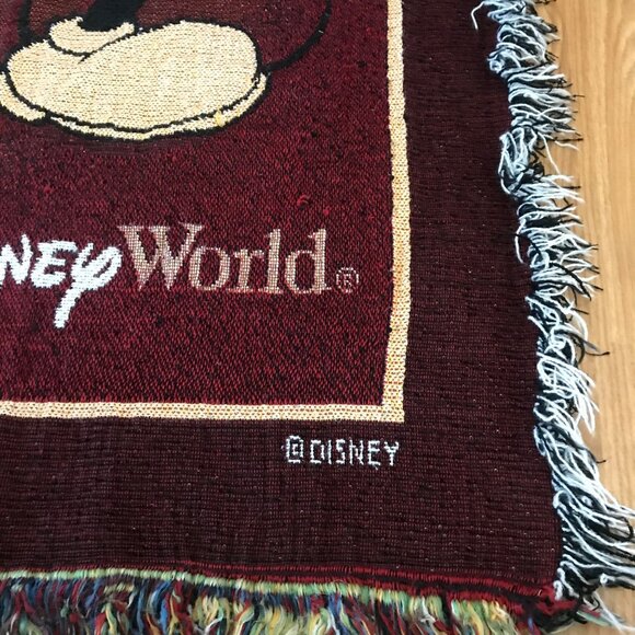 Vintage Disney World Mickey Mouse Tapestry Throw Blanket 42x60" - Picture 4 of 16